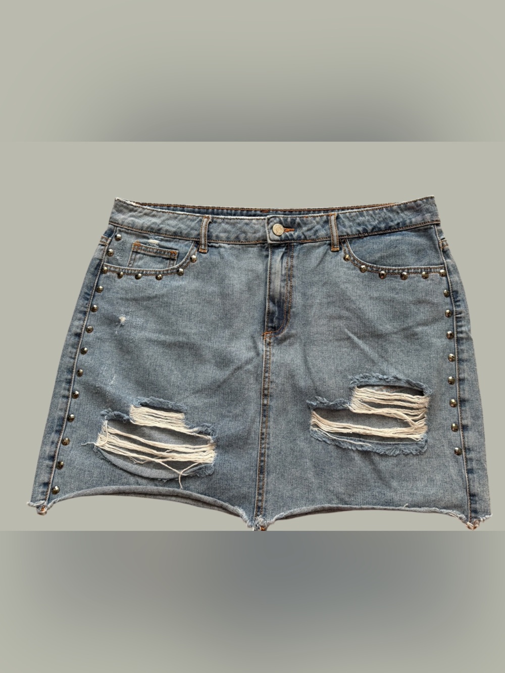 Guess Light Blue Distressed Denim Shorts with Studs